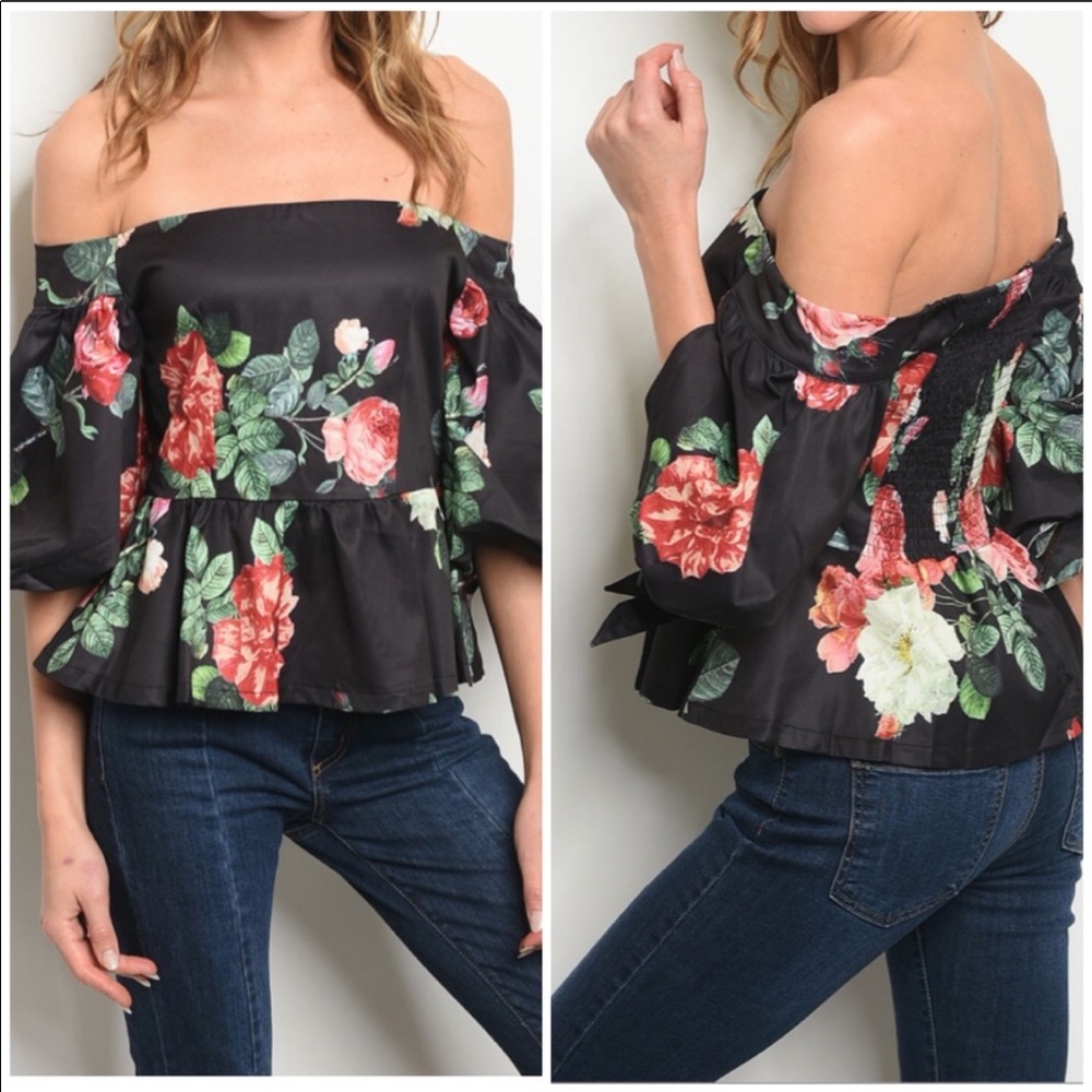 LAST 2‼️BLACK FLORAL- top - Picture 1 of 3
